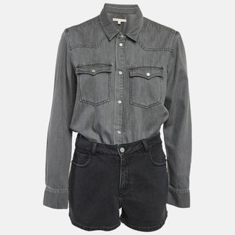 Maje Grey & Black Denim Romper