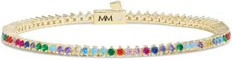 Melinda Maria Baby Not Your Basic Rainbow Tennis Bracelet in Gold-Rainbow at Nordstrom, Size 7.5