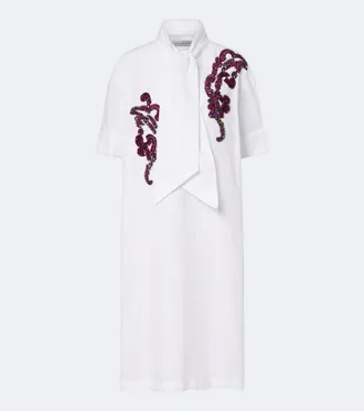 Dries Van Noten Embroidered cotton poplin midi dress