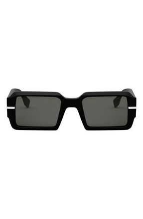 Fendi graphy 52mm Geometric Sunglasses in Matte Black /Smoke at Nordstrom