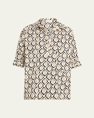 Max Mara Geometric-Print Cotton Shirt