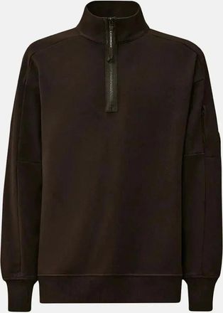 C.P. Company Mens CP COMPANY MENS DIAGONAL RAISED FLEECE 1/4 ZIP SWEATSHIRT BLACK - Size: 40