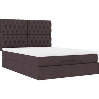 vidaXL Vidaxl - Estructura Cama Otomana Colch&oacute;n Tela Marr&oacute;n Oscuro 140x190cm
