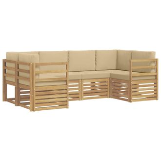 vidaXL Conjunto De Sof&aacute; Seccional 6 Pcs Y Beige 245 X 126,5 X 73 Cm Vidaxl