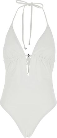 Tory Burch Tie Back One Piece Swimsuit - Dames - Badpakken - Wit - L - Badmode