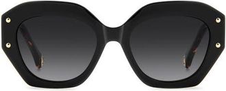 Carolina Herrera Her 53mm Gradient Square Sunglasses in Red Havana Black/Dark Grey Sf at Nordstrom