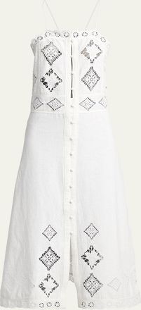 Isabel Marant Nelsane Eyelet Embroidered Button-Front Midi Dress