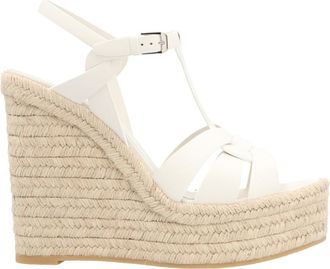 Saint Laurent White Solid Tribute Wedges