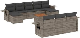 vidaXL Set De Sof&aacute;s De Jard&iacute;n 11 Pzas Y Cojines Rat&aacute;n Sint&eacute;tico Gris Vidaxl