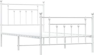 vidaXL Vidaxl - Metal Bed Frame without Mattress with Footboard White 100x190cm