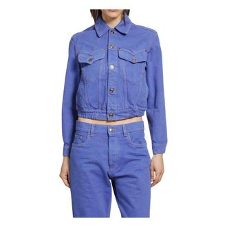 Versace Denim Jackets, female, Blue, Size: 2XS Blouson Denim Jacket