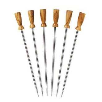 Prodyne Olivewood Stainless Steel Cocktail Picks, Set of 6 in Brown at Nordstrom