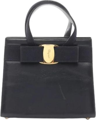 Ferragamo Pre-owned Leather Handbag - Dames - Vintage Handtas - Blauw - ONE Size - Leer - Vintage