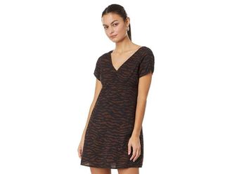 Madewell Mini Dress Womens 6 Black Abstract Print V-Neck Short Sleeve ERK577