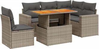 vidaXL Set De Muebles De Jard&iacute;n 6 Pzas Y Cojines Rat&aacute;n Sint&eacute;tico Gris Vidaxl
