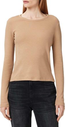 AllSaints Stevie Long Sleeve Organic Cotton T-Shirt in Tannin Brown at Nordstrom, Size X-Small