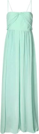Liu Jo Lange Georgette Jurk met Open Rug - Dames - Maxi kleedjes - Groen - XL - Polyester - Kleedjes
