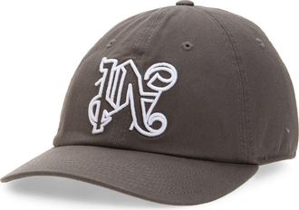 Palm Angels Embroidered Baseball Cap in Grey at Nordstrom Rack