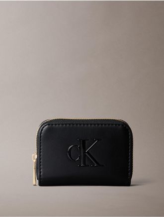 Calvin Klein Womens Bold Monogram Medium Zip Wallet - Black