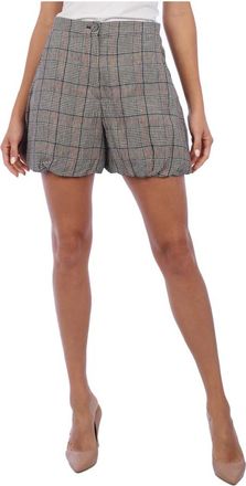 Emporio Armani Geruite casual shorts met hoge taille - Dames - Bermuda - Veelkleurig - XS - Katoen - Korte Broeken