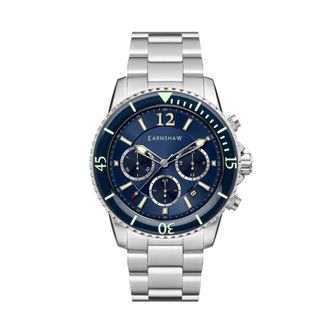 Earnshaw Admiral Duncan Chronograph Mens Japanese Quartz Tidal Blue Watch ES-8132-22 - Silver - One Size