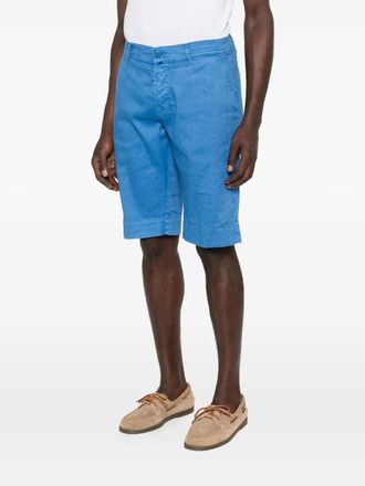 Kiton Cuffed-Hem Linen Blend Shorts - Blue