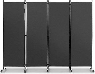 Costway Costway Biombo Separador De Ambientes De 4 Panel Con Ruedas Bloqueables, Pared De Separador, Separador De Privacidad Independiente Para Sala De Estar,