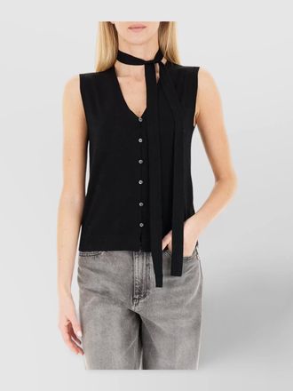 Ballantyne sleeveless v-neck top tie detail