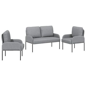 vidaXL Juegos De Sof&aacute;s Con Coj&iacute;n 3 Pcs Gris Claro 115 X 56 X 80 Cm Vidaxl