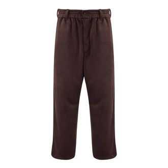 Yohji Yamamoto Broeken, Heren, Rood, S, Polyester, Velvet Drawstring Track Pants