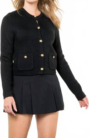 THML Clothing Gold Button Cardi In Black