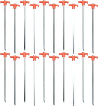 OEM Estacas Para Acampar - Anclajes Para El Suelo - 20 Piezas De Metal Para Jard&iacute;n, Patio, C&eacute;sped, Monta&ntilde;a, Senderismo Y Trekking