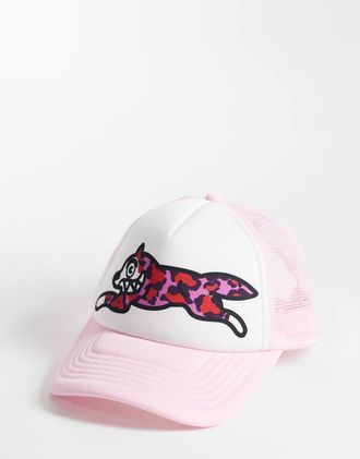 Icecream Cappellino trucker rosa e bianco con logo di cane da corsa e visiera a contrasto-Multicolore