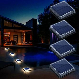 Hoopzi Solar Floor Lamp, Solar Garden Light IP68 Waterproof Solar Light with Auto On / Off Safety Light for Garden, Stair, Road, Path, Driveway, Patio, Deck