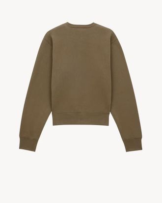 Saint Laurent Crewneck Cotton-Jersey Sweatshirt - Pesto