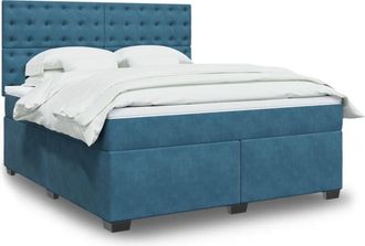 vidaXL Vidaxl - Cama Box Spring Con Colch&oacute;n Terciopelo Azul 180x200 Cm