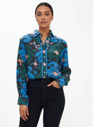 Oliphant Button Down Shirt In Blue Uzbek