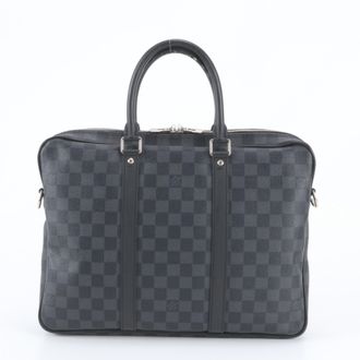 Louis Vuitton Black Leather Coated Canvas Briefcase (Pre-Owned)