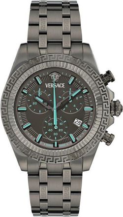 Versace Fornax Chronograph Bracelet Watch, 43mm in Ip Gunmetal at Nordstrom