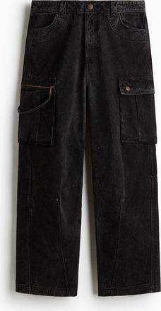 H&M Loose Cargo Jeans - Schwarz