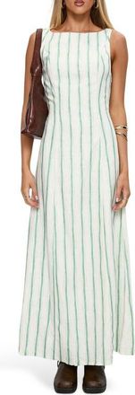 Princess Polly Lewisa Stripe Sleeveless Maxi Dress in Green Stripe at Nordstrom, Size 10