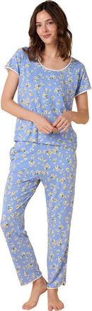 The Cats Pajamas Pima Knit Short Sleeved Simple Set Floral in Marguerite at Nordstrom, Size X-Large