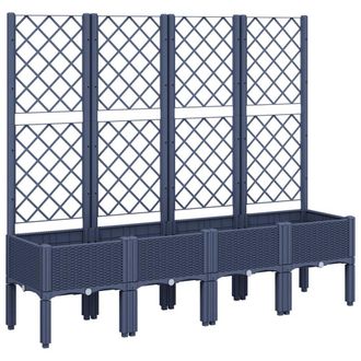 Berkfield Home Garden Planter with Trellis Blue Grey 160x40x142 cm PP | Size: 160 x 40 x 142 cm