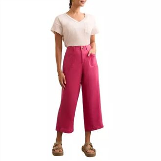 Tribal Brooke Flowy Leg Cropped Pants In Very Berry
