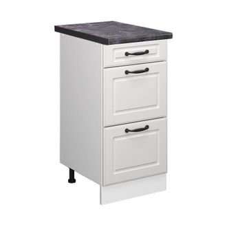 Vicco Mueble Bajo De Cocina R-line, Blanco Casa De Campo, 40 Cm Con Cajones, Et Antracita Vicco