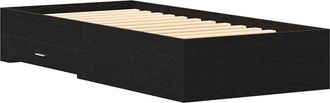 vidaXL Bed Frame with Drawers Black oak 90 x 190 cm Engineered wood Vidaxl