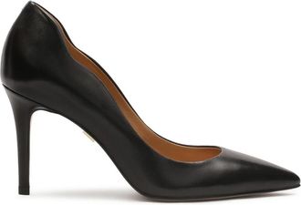 Kazar Zwarte leren pumps met golvende bovenkant - Dames - Pumps - Zwart - 38 1/2 EU - Leer - Schoenen