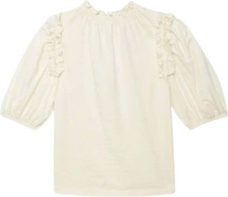Nation Ltd Roya Ruched Neck Top In Porcelain
