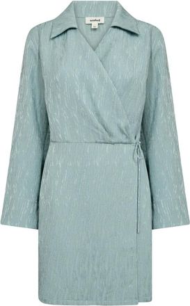 Soaked In Luxury Kleedjes, Dames, Blauw, S, Polyester, Zilverblauwe Omslagjurk