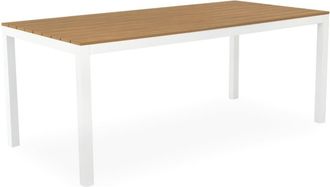 Koketto Home Mesa de exterior tapa polimadera natural y patas aluminio blanco